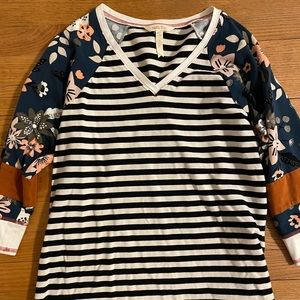 Matilda Jane navy stripes with floral shirt